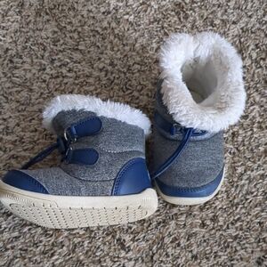 Cozy Gray and Blue Kids Boots